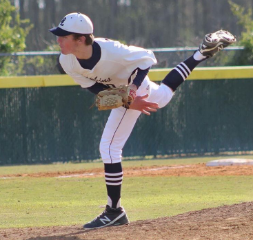 Senior Nate Clements pitches for Ocean lakes at home during the 2016 season.