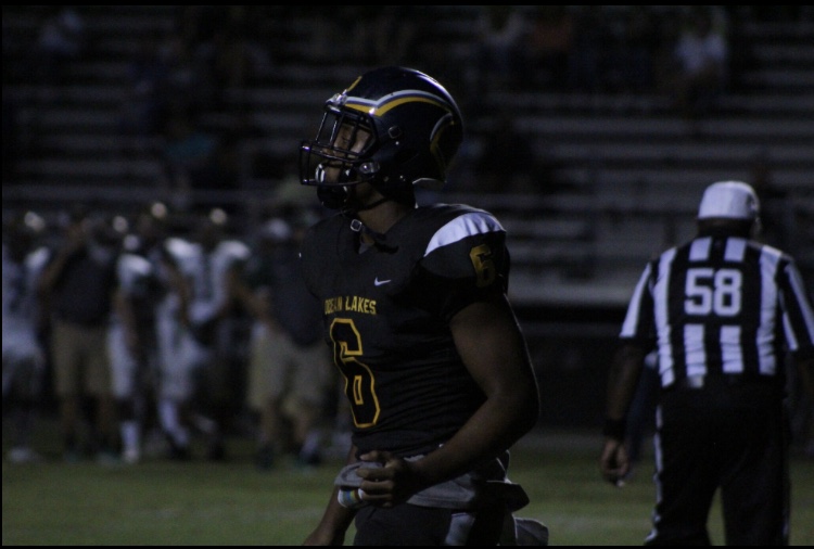 Jaevon Becton on the field at the game against cox on Friday, September 22.