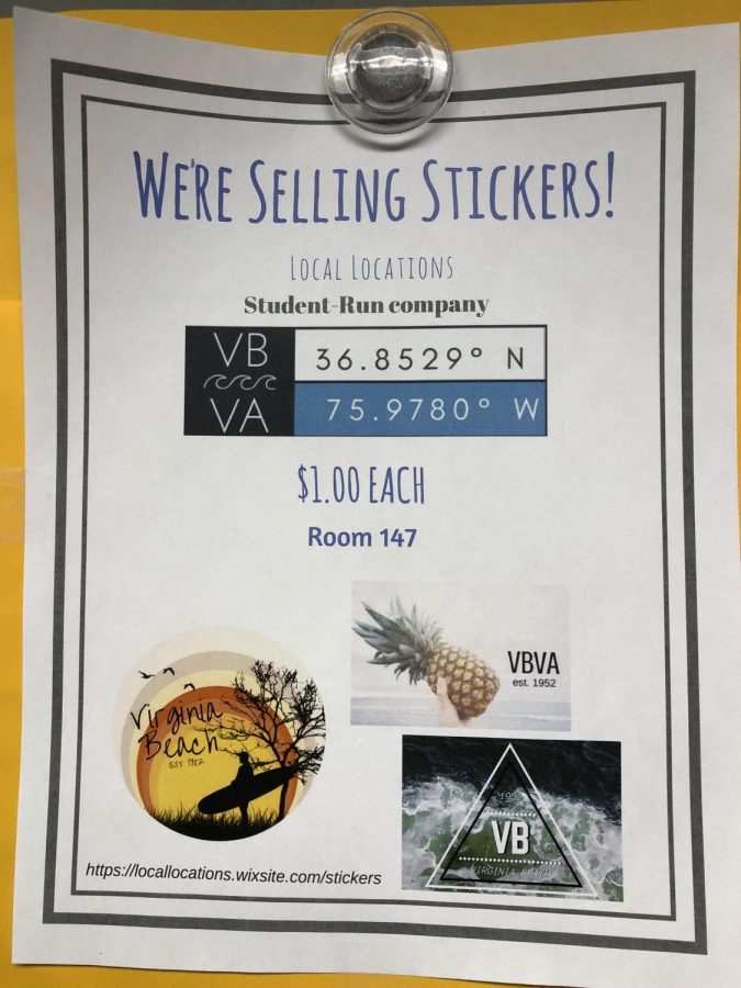 Stickers will be sold for $1, and can be bought in room 147 or on their website listed in the bottom left corner. Poster made by Sam Simmons.