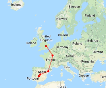 Map above indicates the five cities that Robert Weisenbeck’s AP Human Geography class will visit during their 12-day field trip to Europe. Map designed by Josh Garcia.