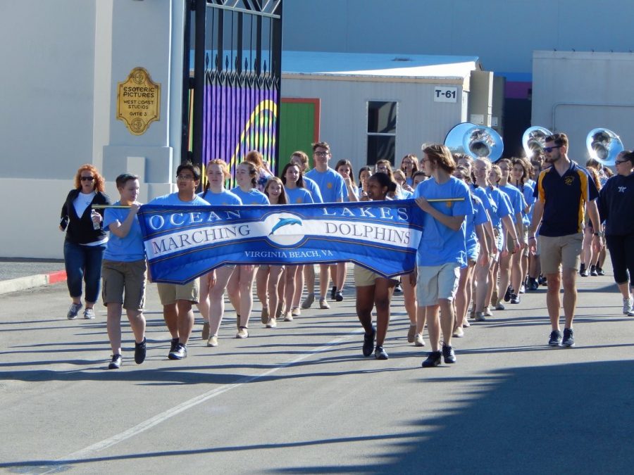 Band members march in the All Stars Parade at Universal Studios, Fla. on March 24. Photo 
taken by Cassandra Bauman. 
