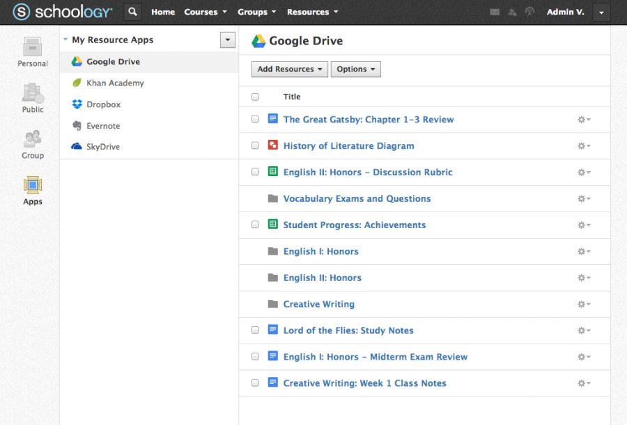  The homepage for Schoology linked with Google Drive. Photo Credit: Betterbuys.com 
 

