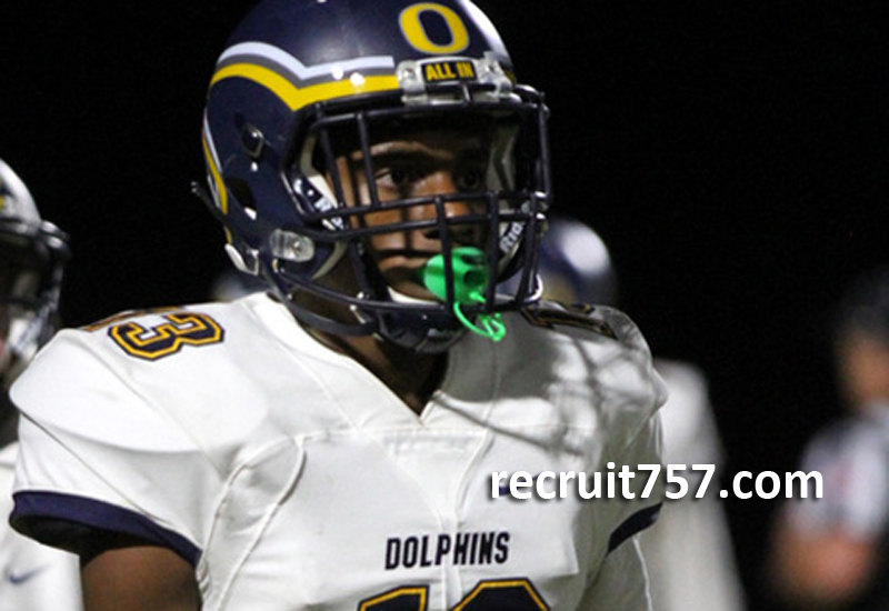 Myles Alston photographed by Recruit757 while he plays wide receiver for Ocean Lakes football.