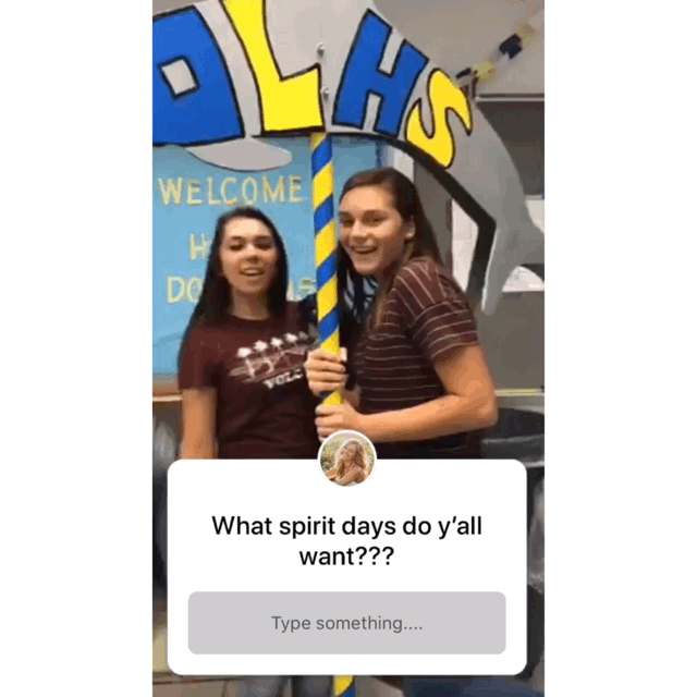 Seniors Marie Wickard and Lexi Scrofne flaunt the OLHS Dolphin sign for an Instagram Boomerang for senior Liv Scharfe’s Instagram story. Photo on Sept. 20