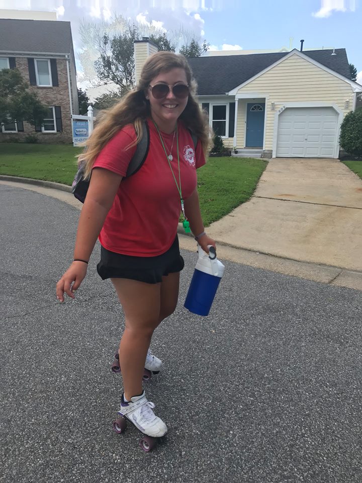 Junior Emma Gorman on rollerskates in the Ocean Lakes area. Photo taken on August 26, 2018.