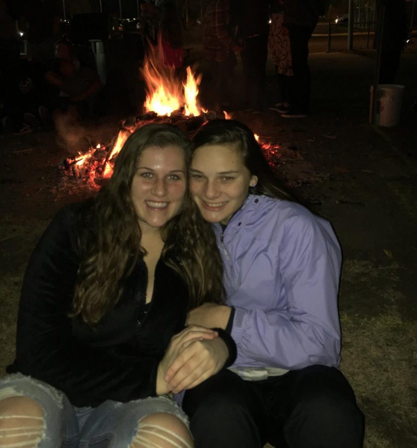 Seniors Logan Zell and Marie Wickard enjoy the first “bond-fire” on December 18, 2017. Both participated in the cornhole tournament and drank hot chocolate to stay warm.