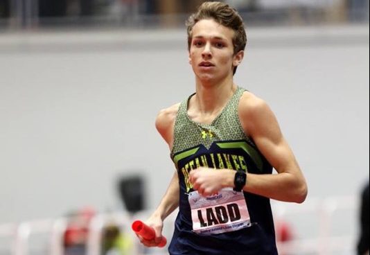 Harrison Ladd running the 4x800 mile at 
the VA Showcase at Liberty University.
