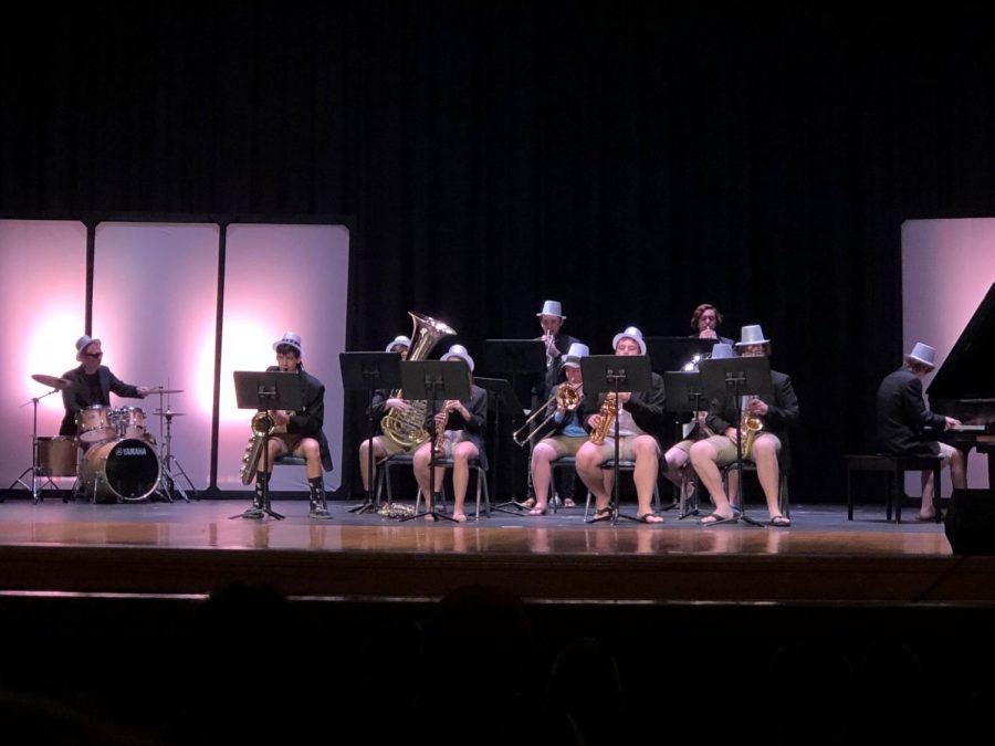 The Board and His Men perform during Act II at the Ocean Lakes Talent Show on March 23. 