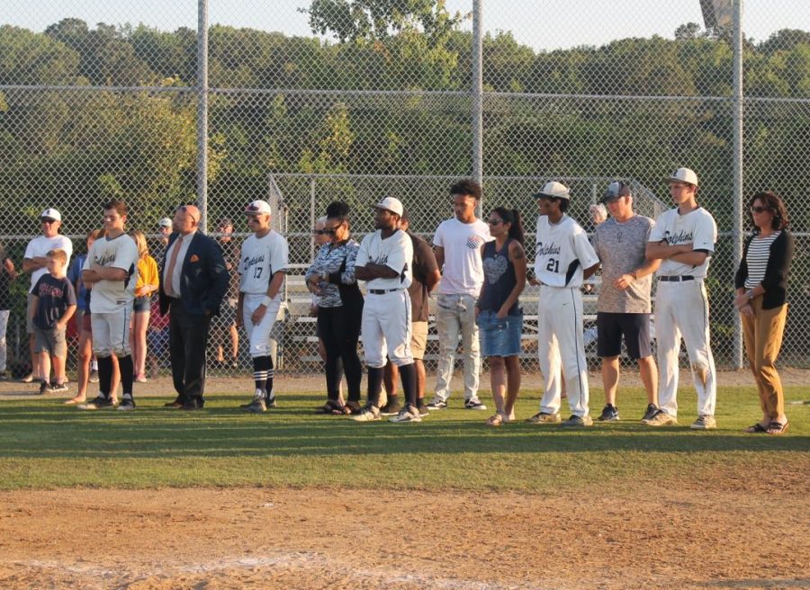 Five+seniors+recognized+at+senior+night+for+dedication+to+baseball+career.+Photo+on+May+16%2C+2019