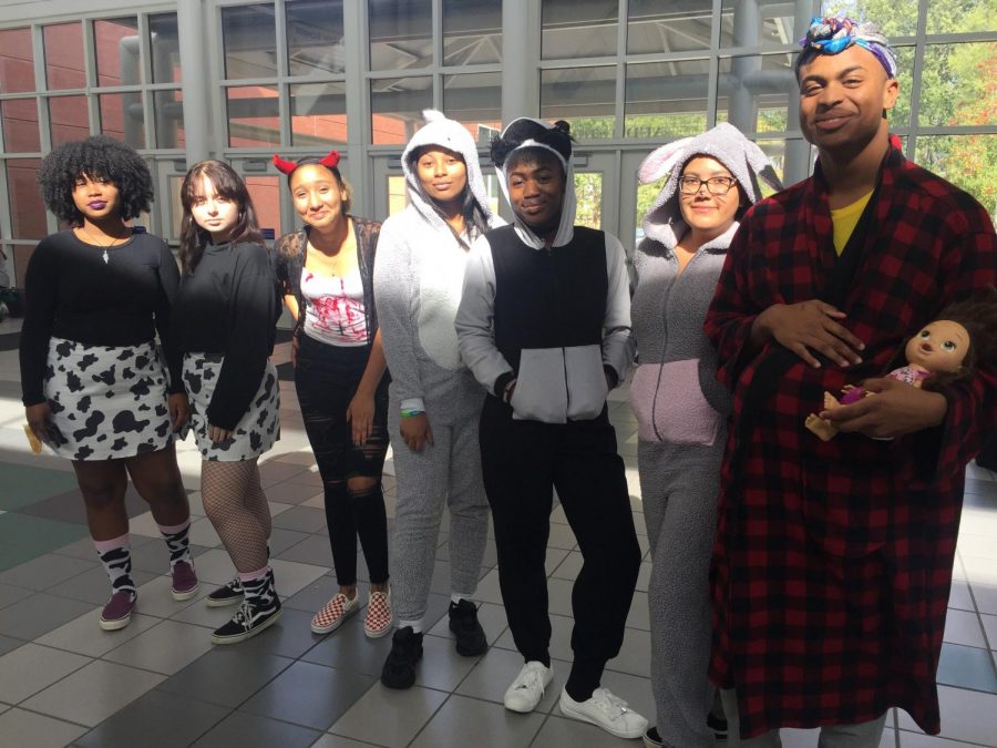During one lunch students compared costumes, Photo taken on Oct. 31. 