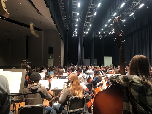 Orchestra members practice for performance with Grammy-nominated musician Jeremy Kittel on Oct. 22.
