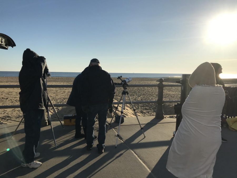 Back Bay Amateur Astronomers set up telescopes on the boardwalk prior to the  transit on Nov. 11.