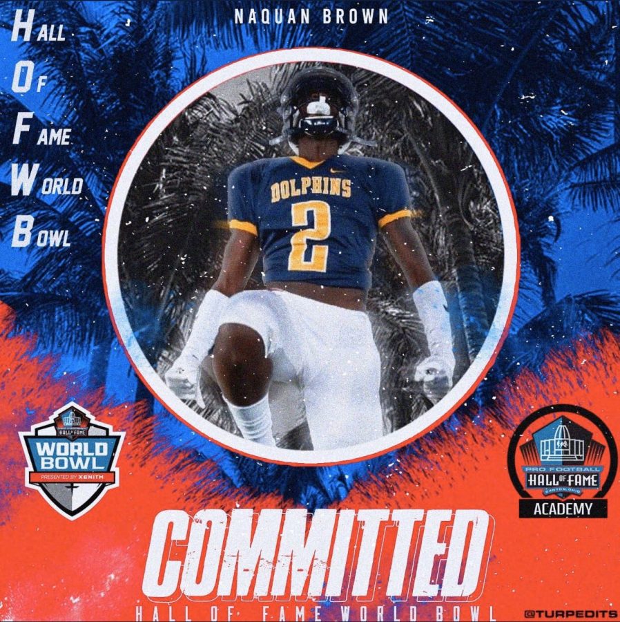 Pictured is Naquan Brown's invitation to the Hall of Fame World Bowl in Dec. 2020