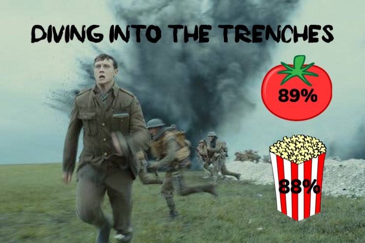 A+graphic+displaying+the+Rotten+Tomato+critic+and+audience+ratings+for+1917.
