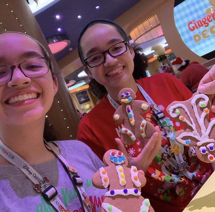 Senior twins Sophia and Isabella Libonate enjoy time together on a Disney Cruise in December 2019. 
