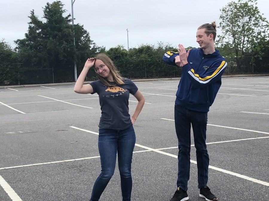 Seniors Claire Thilenius And Seth Brand dance, a way to remain physically active, on May 24.