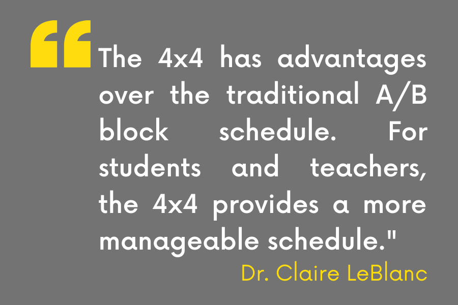 Quote from Principal Claire LeBlancs parent and student newsletter.