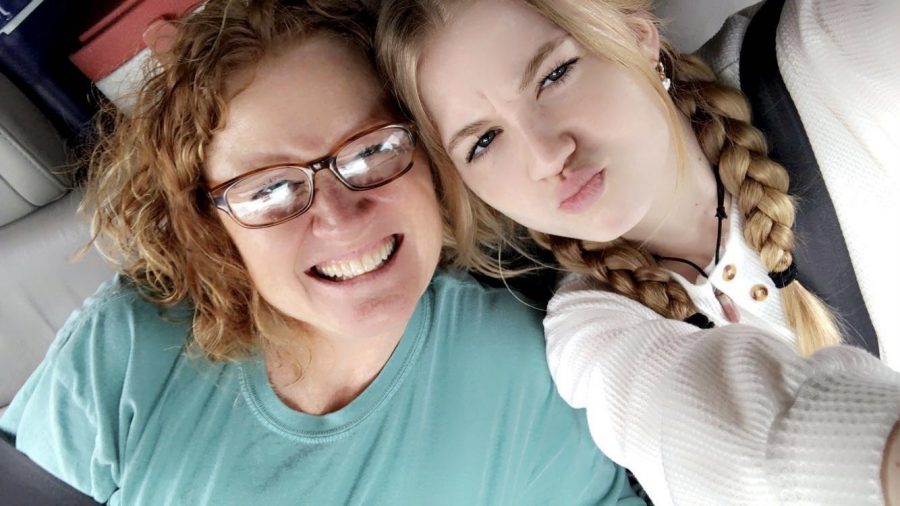 Sophomore Mackenzie and her mom share a selfie on a recent Snowshoe ski weekend.