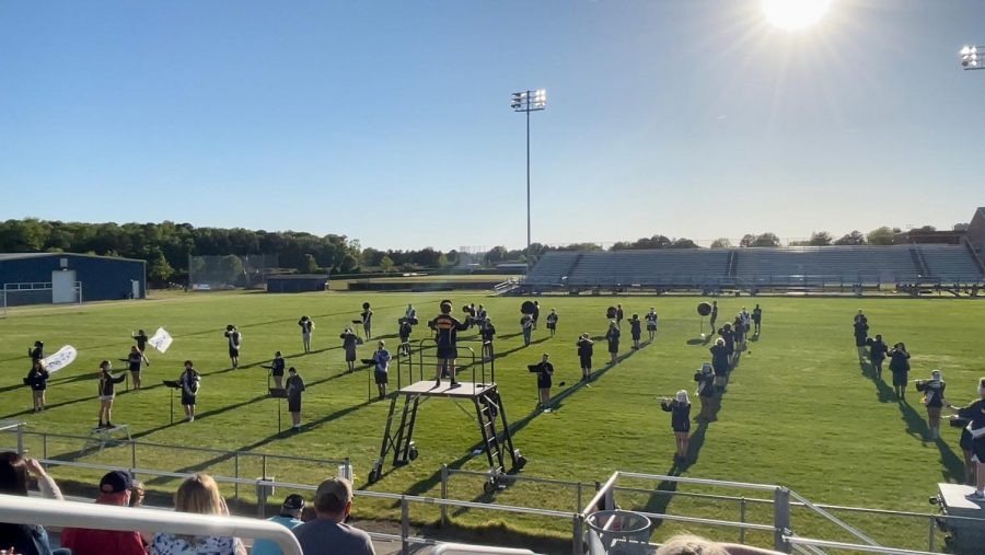 Marching Dolphins perform for the parent preview on Saturday, May 1. 