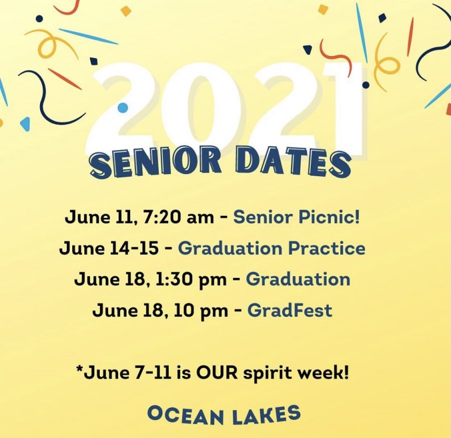 Infographic displaying upcoming 2021 graduation events.