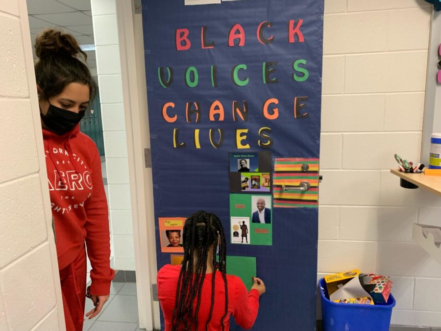 Students in Sarah Burfords English CREW class decorated their door in room 143 in honor of Black History Month.