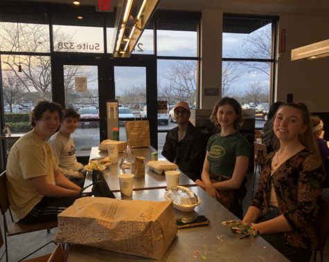 Class of 2023 members (from left to right) Kyle Phillips, Nick Pham, Nick Sadri and Hadley Branche gather at Chipotle for the cashola fundraiser on March 5, 2022 from 4 p.m. to 8 p.m.