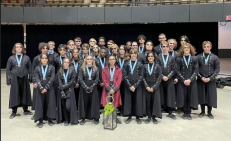 Ocean Lakes indoor percussion team holds the bronze medal at the state championship on Sun., April 3, 2022. 