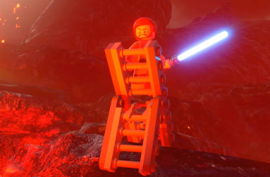Obi Wan Kenobi gains the high ground over Anakin Skywalker on Mustafar after Anakin turns to the dark side to get more power, screenshotted on June 15, 2022.