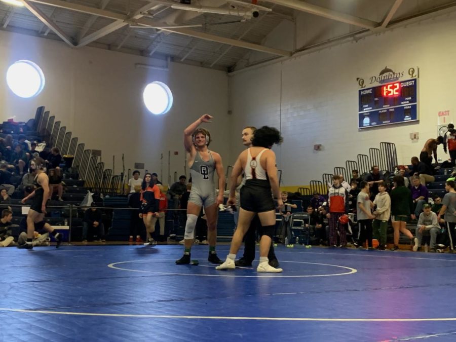 Senior Nate Bushey wins finals for third place for his weight class, 175, at the John Kelly wrestling invitational hosted by Ocean Lakes on Jan. 28, 2023. 