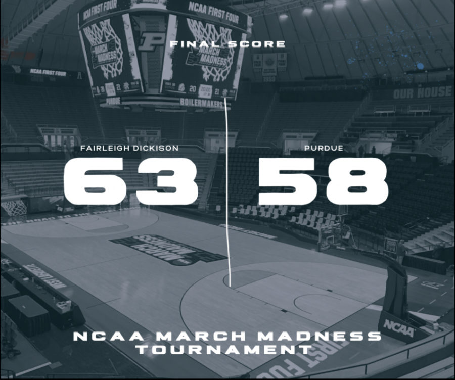 This graphic represents the Fairleigh Dickinsons win over Purdue. 