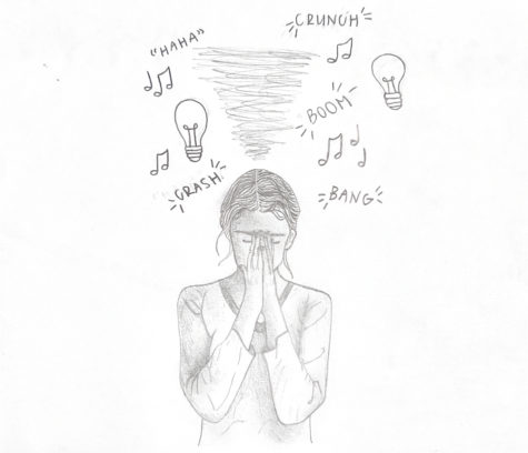 This sketch represents a girl dealing with sensory overload. 