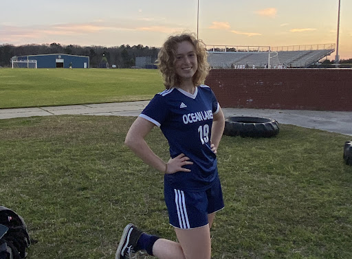 Sierra Clark smiles after a soccer game against Cox High School on March 21, 2022.