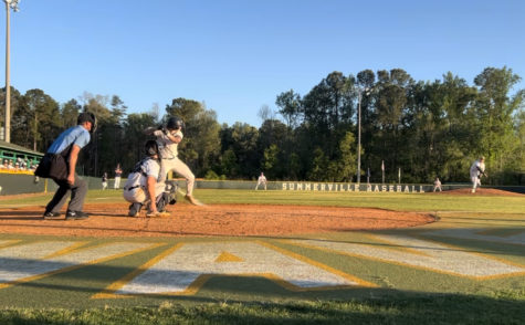 Peter Philips delivers the last pitch of the game against Hickory Grove High School on April 11, 2023 at Summerville High School.