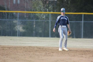 Connor Mais, standing at second base waiting for the action to begin on March 16, 2023. 