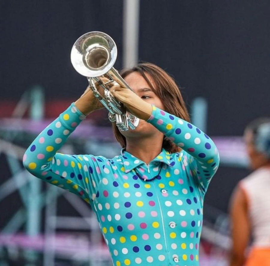 Sophomore Chiyo Dean plays trumpet during the 2022 Jersey Serf show ‘Meet Me in Atlantic City’ in July 2022. 