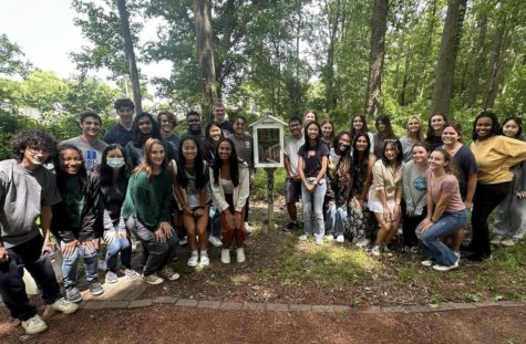 Class of 2023 commemorates the creation of a small community library mailbox they crafted and placed on the Mason Calhoun memorial trail as a legacy project May 23, 2023.