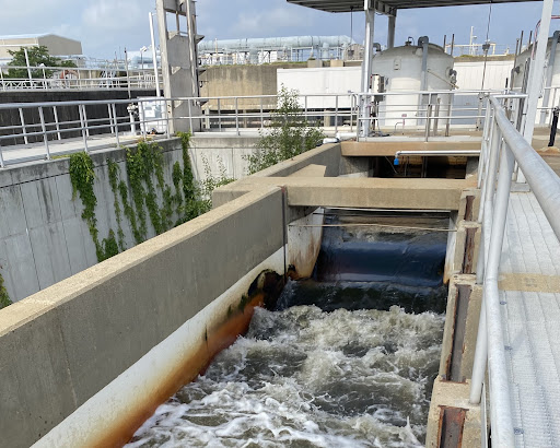 Waste water continues on the cycle of treatment at Atlantic Treatment Plant on May 23, 2023. 