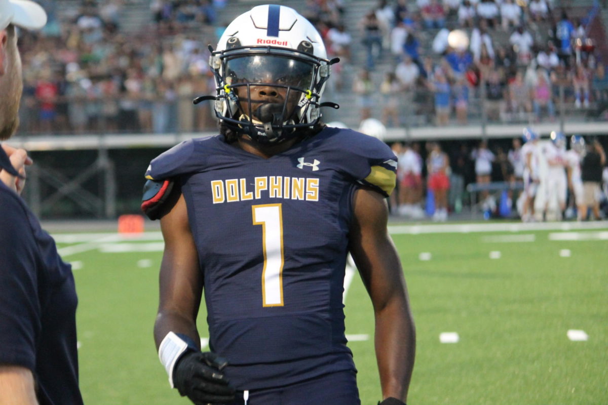 Jordan McNair walks off the field at Kempsville High School after scoring a touchdown for Ocean Lakes on Sept. 8, 2023. 