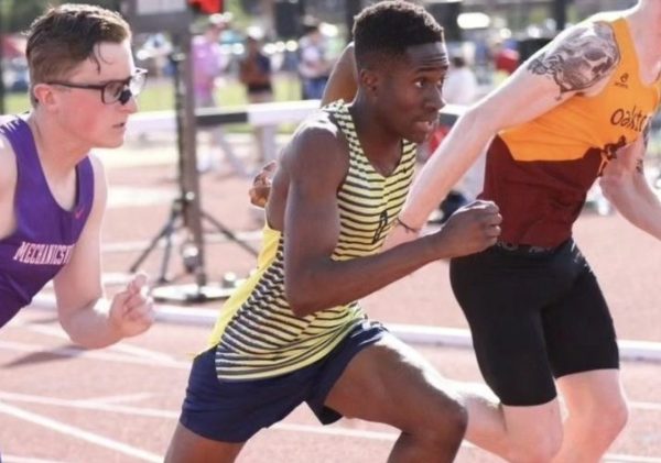 Lambert Edgin utilizes his fast twitch muscle fibers to race past his opponents on May 13, 2023, at the University of Virginia, in Charlottesville, Va.