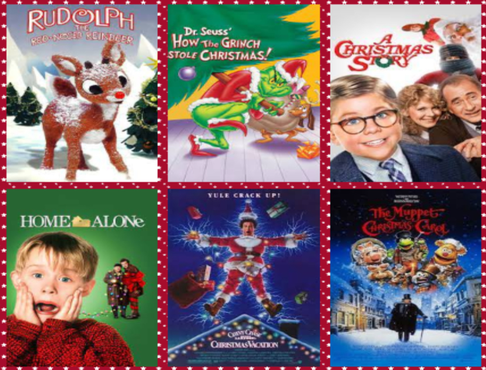 Shown above is a collage created on Nov. 21, 2023, consisting of the top six  Christmas movies voted upon in a poll of 100 Ocean Lakes students and staff. Individual photos from (from top left) Videocraft International, Universal Pictures,  MGM/UA Entertainment Co., 20th Century Fox, Warner Bros., Walt Disney Pictures. 

