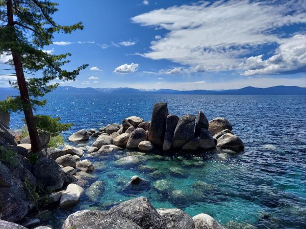 An eroded rock forms on the edge of Lake Tahoe in California on June 22, 2023. Photo used with permission from Aaralynn Malikian.