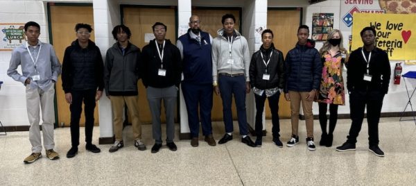 (From left to right) Rhys Williams, Zavier Mayfield, M. Kelly Williams, Marcell Haggie, Mario Mullen, Zeke Chinweke, Khaliq Williams, Ian Mak, Amanda Malbon and Jamarie Sanders after the African American Male Summit at Cox High School on Jan. 20, 2024. Photo used with permission from John Williams.

