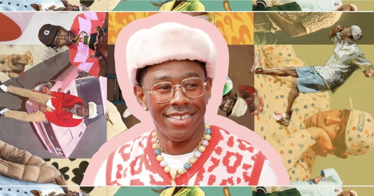 A collage of Tyler The Creator showcases his eclectic style and inventive personality.