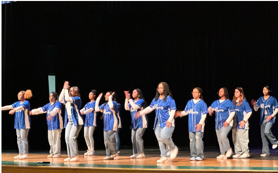 Royalty Step Team performs at Founders Week in the auditorium on March 1, 2024.
