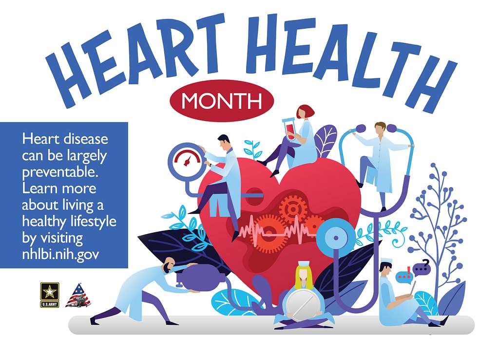 Image emphasizes American Heart Health Month and talks about how it can be preventable. (Heart Health Month/Defense Visual Information Distribution Service/Public Domain Archive/ PDM 1.0 Deed)
