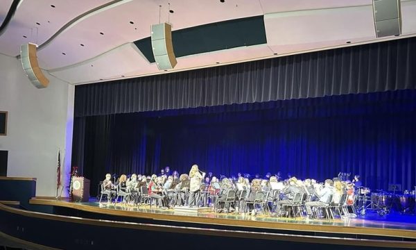 Ocean Lakes Wind Symphony performs a concert with the ODU Wind Ensemble on Dec. 15, 2023. The group would later go on to receive a superior rating at their Concert Band Assessment while performing the most difficult grade of music. Photo used with permission from Katelynn Proffitt.