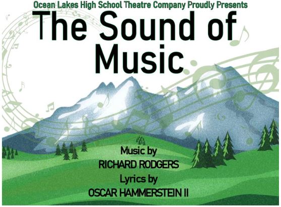 Sound of Music posters were displayed in every hallway on April 14, 2024, of Ocean Lakes High School, days before the opening show.  On the bottom of the poster, students, staff and members of the community can scan a QR code to purchase tickets. Created by Claude Blanchard.
