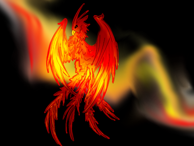A phoenix alights with radiant color in this digital art. Inspired by the war machine that the main characters of “Iron Widow” control, which resembles a flaming bird. 