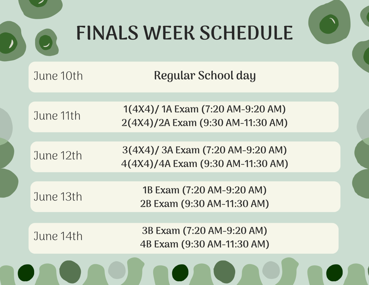 A diagram shows the schedule for the underclassmen testing week.