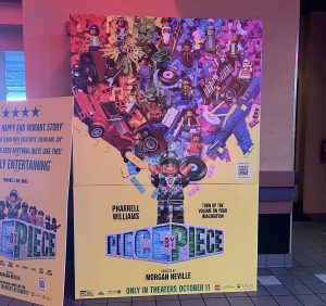 A "Piece by Piece" poster is displayed at Strawbridge Marketplace Regal Cinema in Virginia Beach, Va. on Oct. 23, 2024. The movie was released on Oct. 11, 2024.